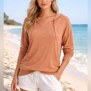 Onia Women's Salmon Colored French Terry Hoodie See Measurements